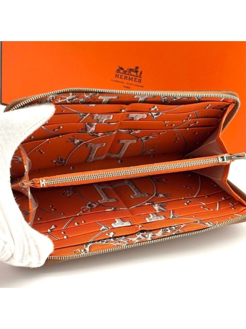 Hermes Wallet Azap Long Silk'in Brown Veau Epsom